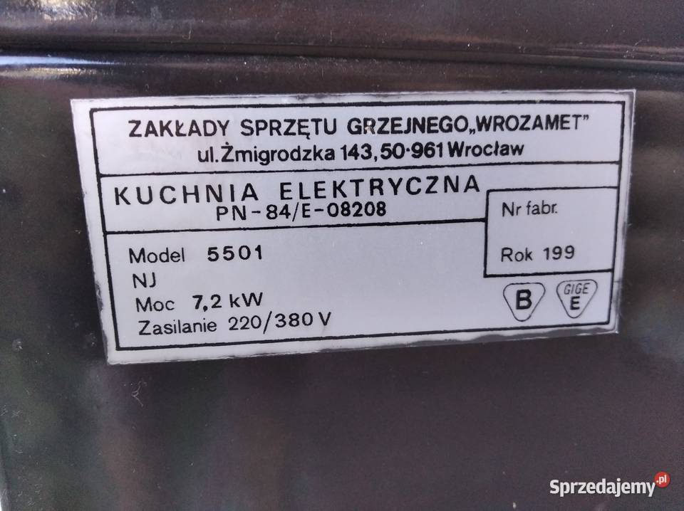 Nowa kuchnia elektryczna WROZAMET kuchenka śląskie sprzedam
