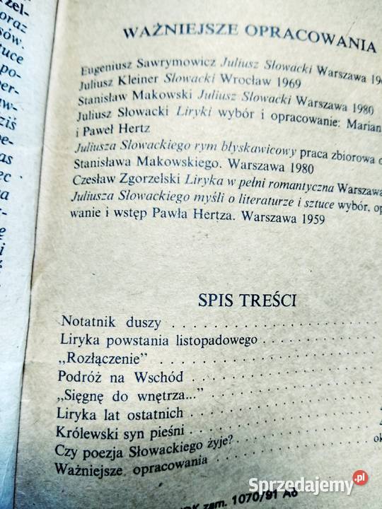Liryki Słowacki opracowanie lektur szkolnych mazowieckie