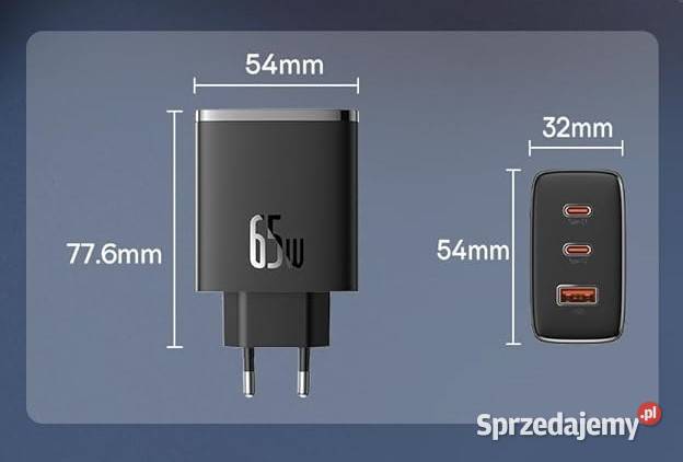 Ładowarka Baseus USB C 65W 3 porty Stalowa Wola