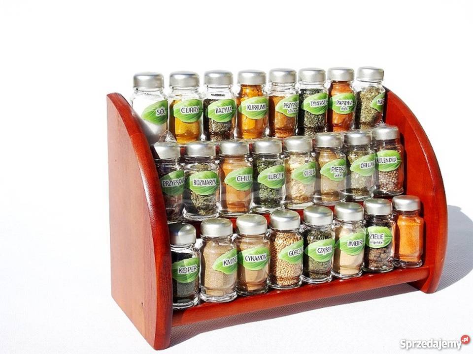 PRZYPRAWNIK DREWNIANY 24 PRZYPRAWY STOJAK Akcesoria kuchenne