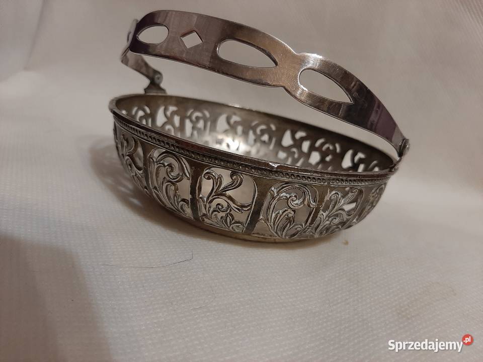Śliczny platerowany koszyczekpatera sygnowany Inowrocław