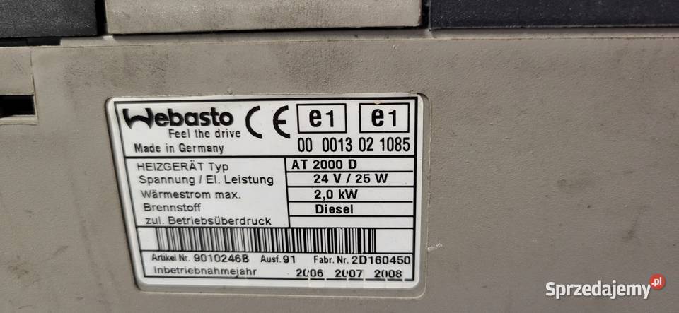 WEBASTO AirTop 2000SD 20 kW 9010141A ciężarowe Mojusz