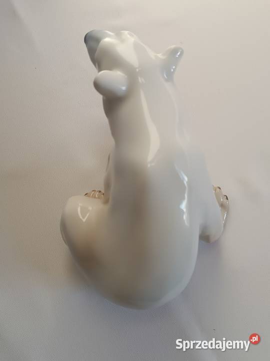 Duża figurka niedźwiedzia polarnego Porcelana i szkło