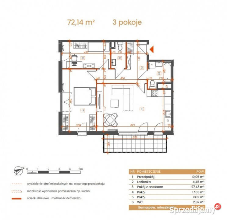 Mieszkanie 7214m2 3pokojowe Katowice Ceglana