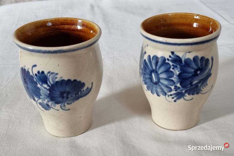 2 fajansowe wazoniki ala Włocławek PRL vintage Warszawa