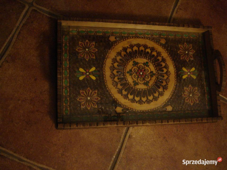 Taca drewniana rękodzieło PRL Cepelia łódzkie Łódź