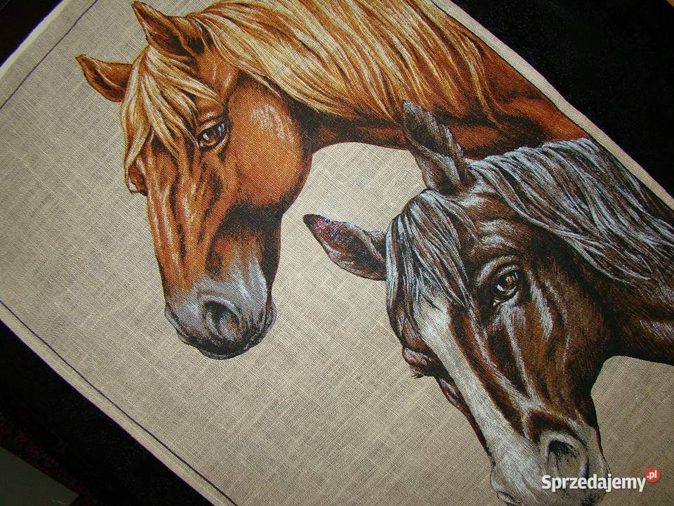 Ściereczxka Kuchenna Konie 80x45 LEN 100 beżowy Wolsztyn