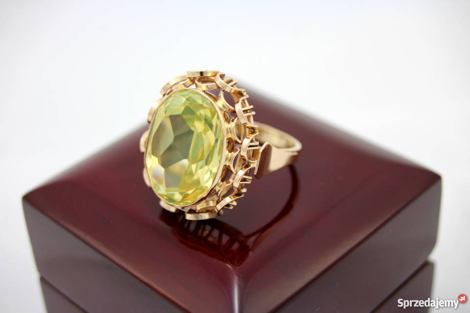 Złoty pierścionek z zielonym spinelem 585 1293 g Poznań sprzedam