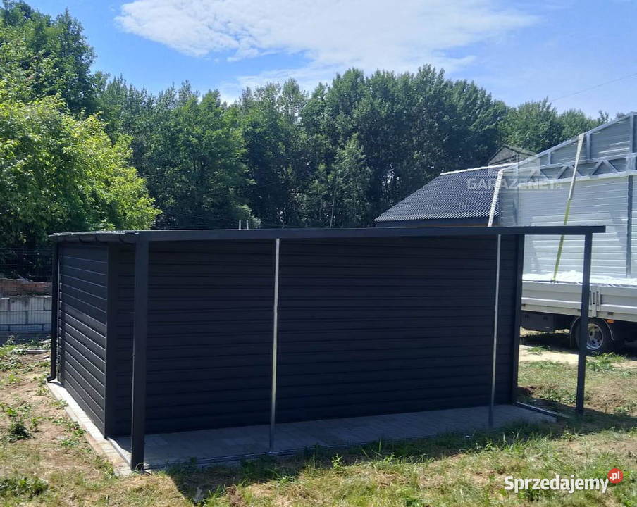 GARAŻ BLASZANY 3m x 5m WIATA 1M SPAD TYŁ BRAMA Łapanów
