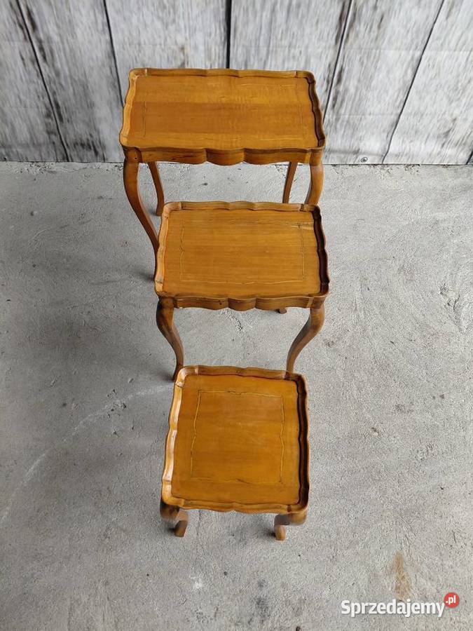 stoliki trojaki styl Ludwik dębowe 261 Byczyna sprzedam