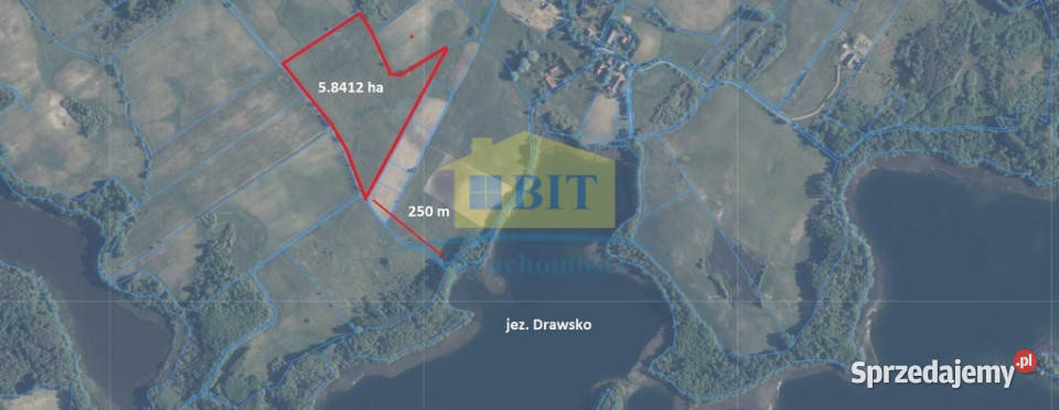 Działka budowlana 584 ha 250m jez Drawsko Warniłęg