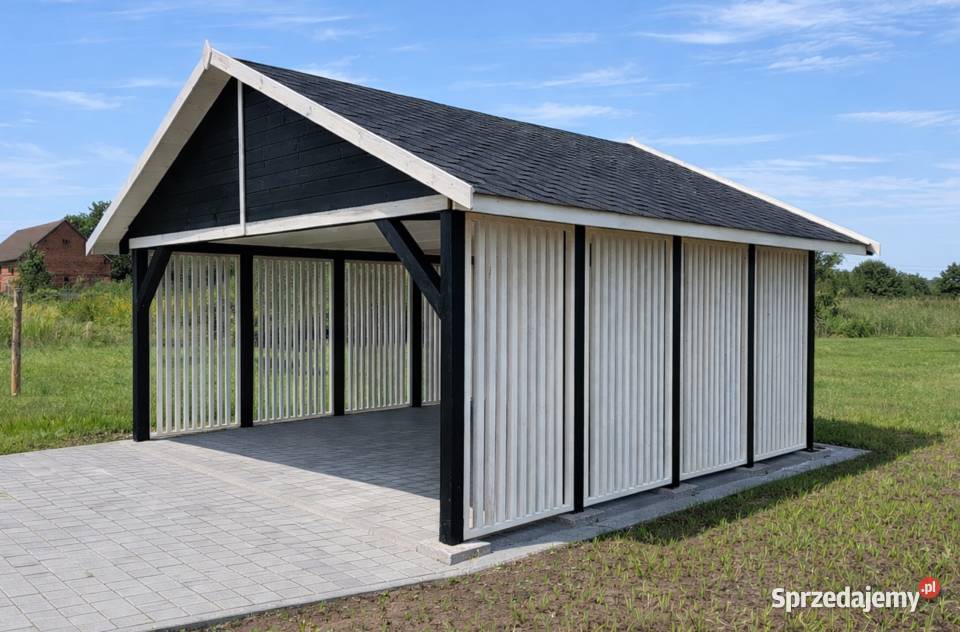 Wiata samochodowa z gontem c24 drewniana lamelowa 3.5x5 m