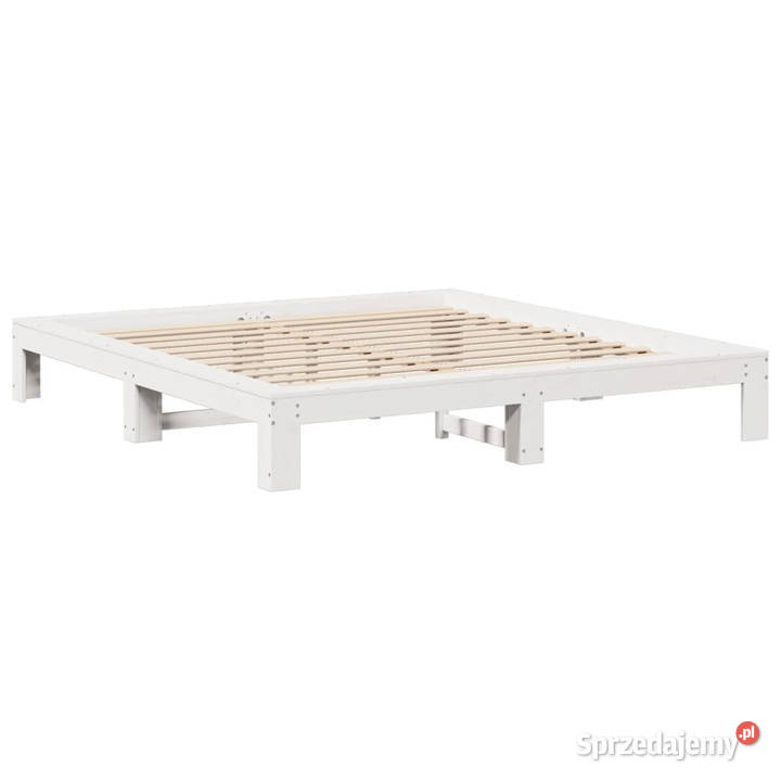 Łóżko bez materaca białe lite drewno sosnowe 221cm Łóżka
