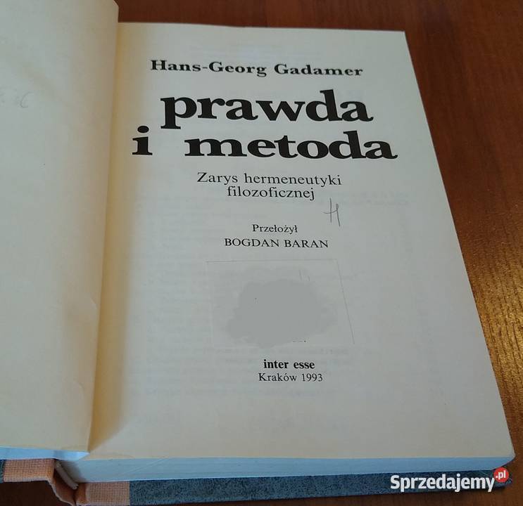 Prawda i metoda zarys hermeneutyki filozoficznej sprzedam