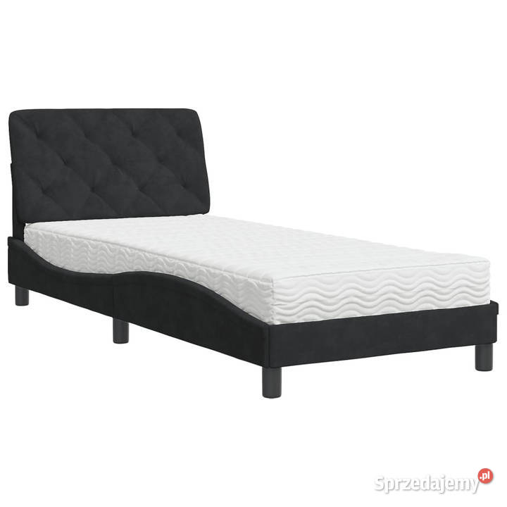 Łóżko z materacem czarne aksamitne 80x200 sprzedam