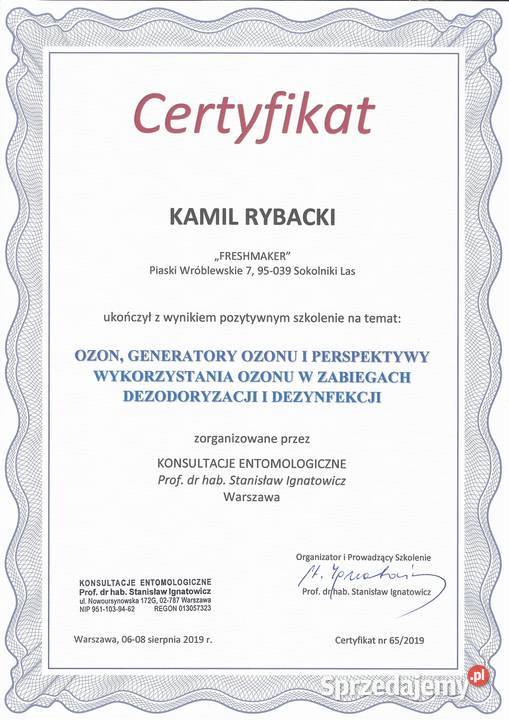 Ozonowanie i dezynfekcja miejsc Wirusów Łódź