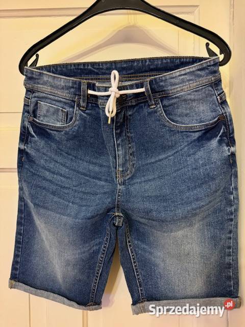 Spodnie krótkie jeansowe 44 męskie z nogawką śląskie