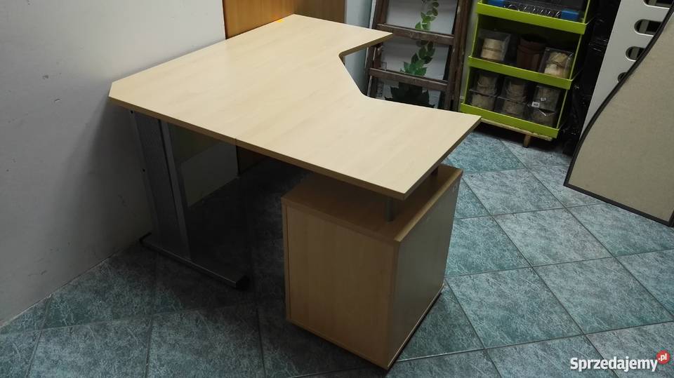 Biurko narożne z kontenerem Wuteh buk meble Poznań sprzedam