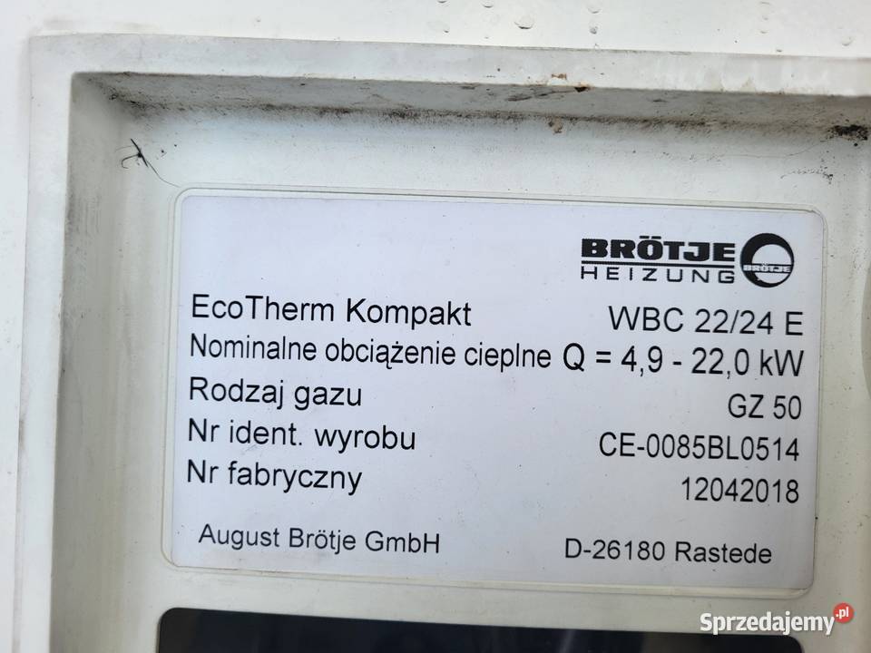BROTJE piec gazowy częsci WBC2224 E Krosno
