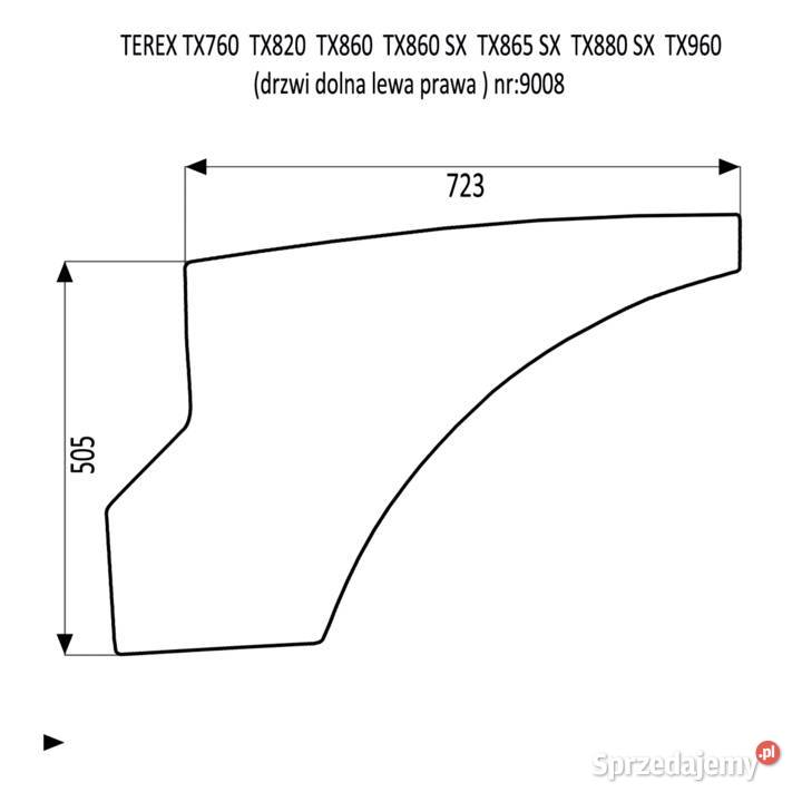 SZYBA DRZWI DOLNA LEWE TEREX 760 820 860 960 SX Kielce sprzedam
