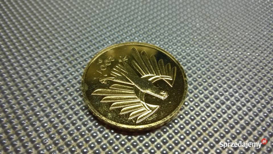 MONETA Niemcy 5 marek 2001 D złocona