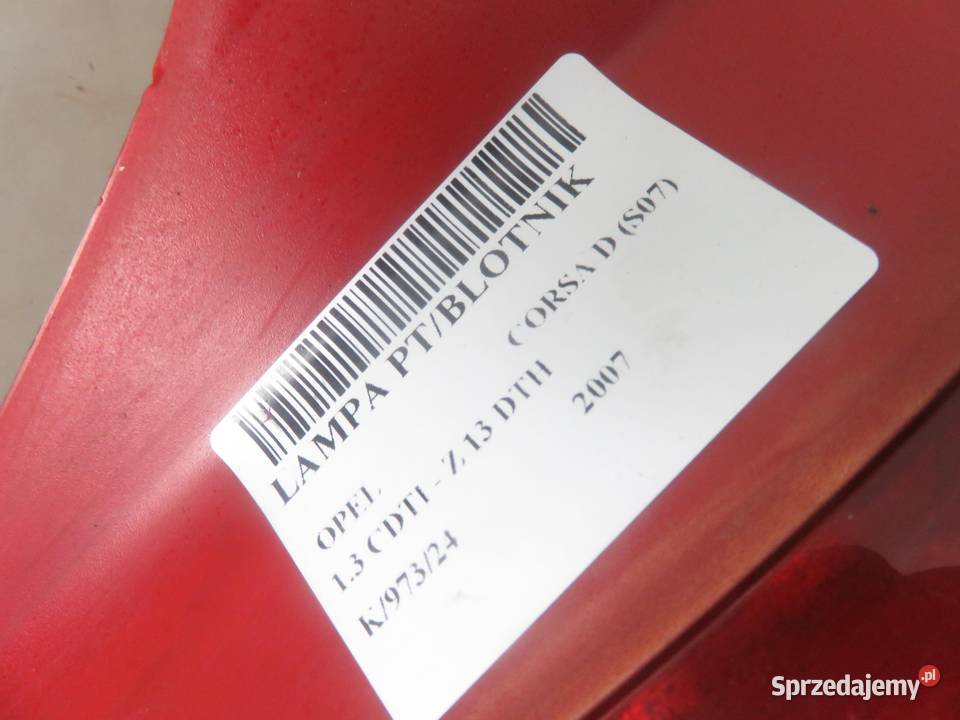 LAMPA PRAWA TYLNA OPEL CORSA D S07 89038961A