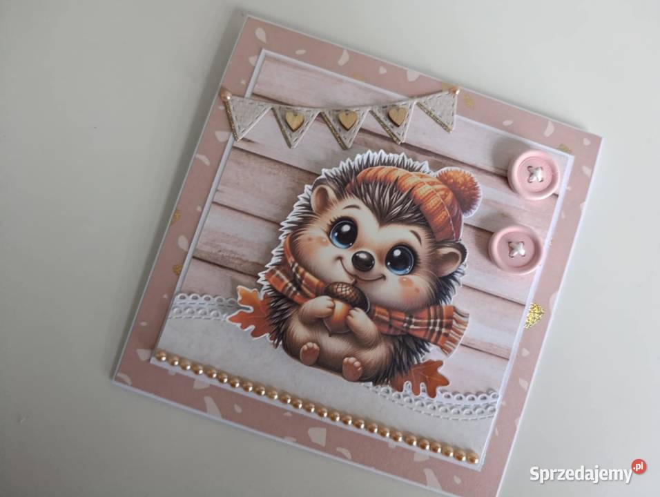 Kartka Roczek Urodziny ręcznie robiona jeż sprzedam