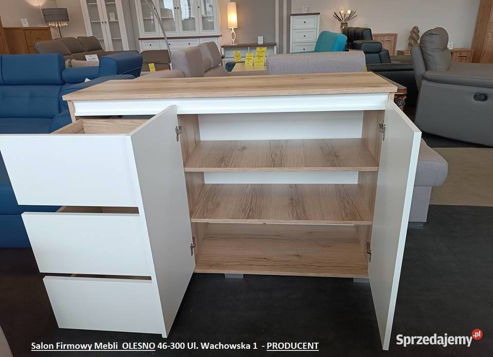 Komoda Dębowa 130 z Szufladami Biała ROSA