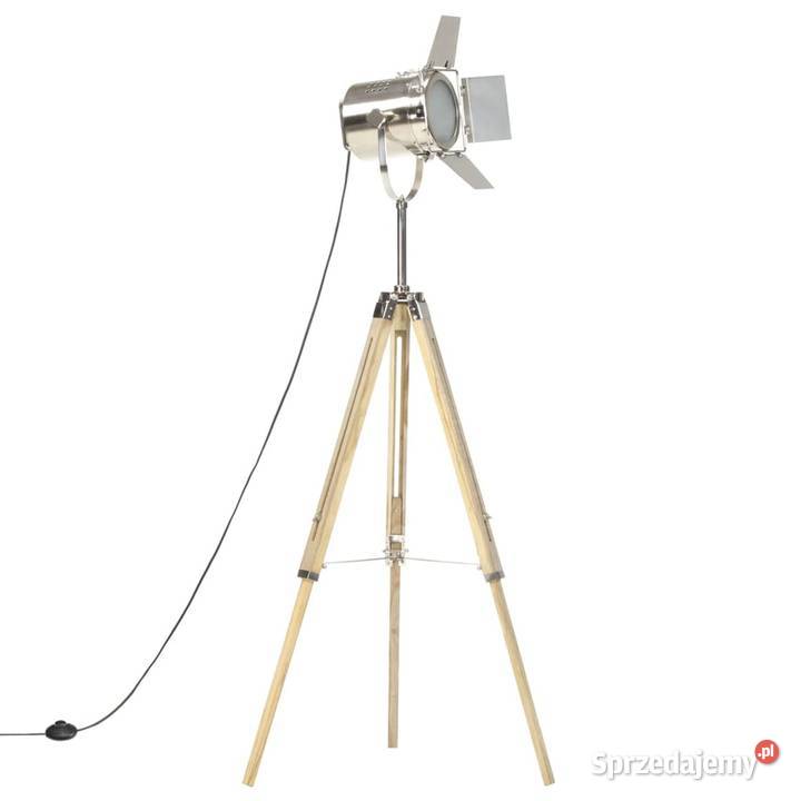 vidaXL Lampa podłogowa na trójnogu lite drewno Lampy podłogowe Warszawa