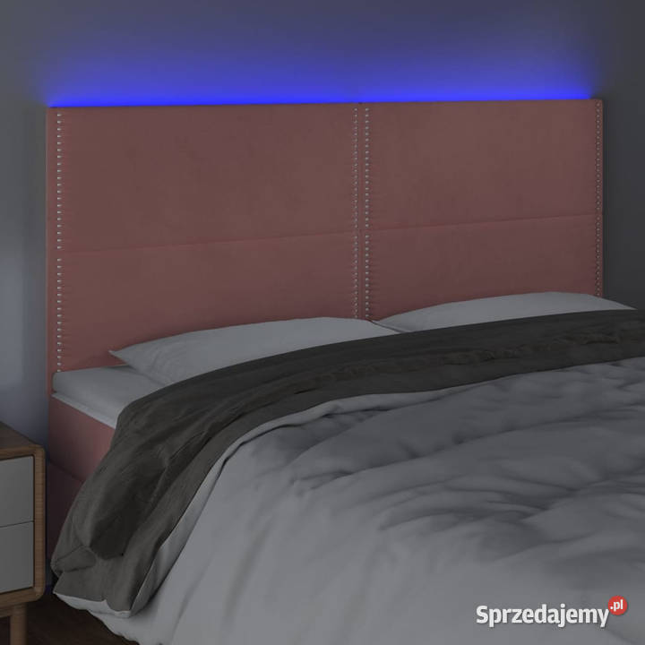 Zagłówek do łóżka z LED różowy 180x5x118128