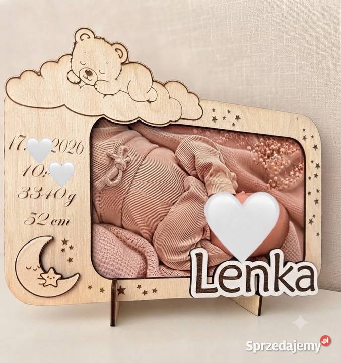 Metryczka personalizowana z misiem śpiącym na Dębica