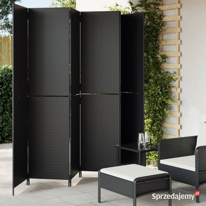 Parawan 6panelowy czarny polirattan WM365368 Warszawa