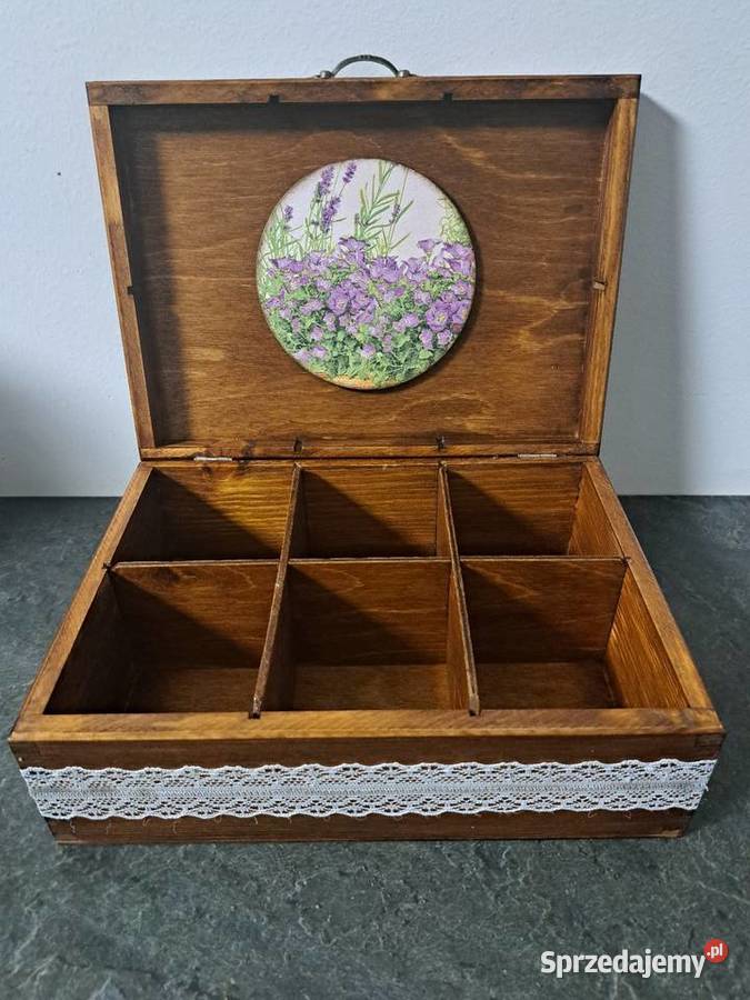 Herbaciarka szkatułka lawenda vintage z koronką Kędzierzyn-Koźle