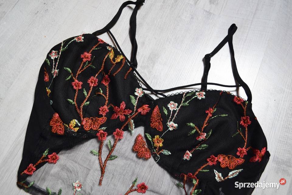 Shein bluzka Crop Top 1XL haftowane kwiaty sexy kujawsko-pomorskie Toruń sprzedam