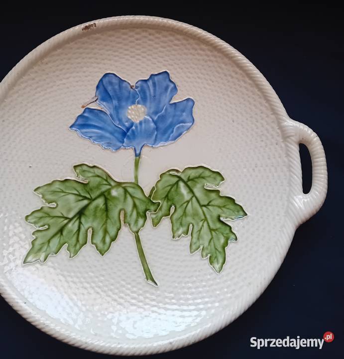 Patera z uchwytami majolika wzór koszykowy Porcelana i szkło