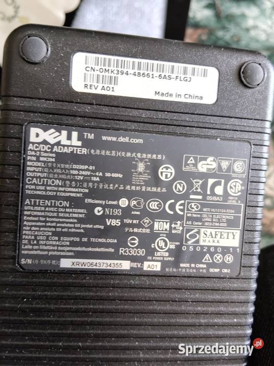 ZASILACZ DELL 12V 18A 216W D220P01 Komputery i Akcesoria dolnośląskie Kamienna Góra