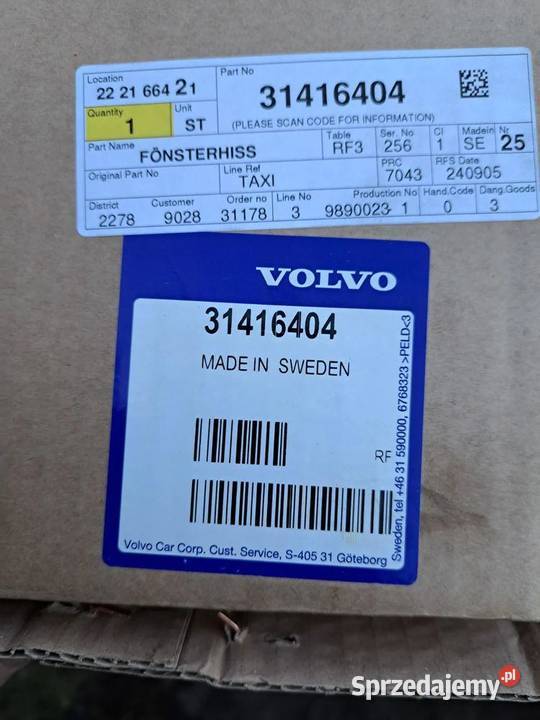 podnośnik szyby prawy przód przedni Volvo V90 II osobowe