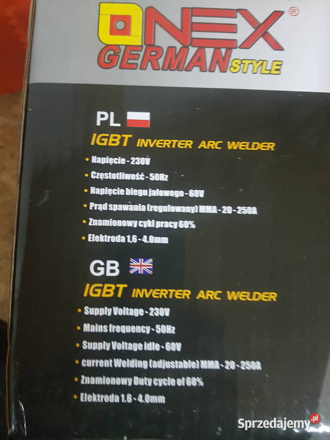 SPAWARKA INWERTOROWA 250A MMA IGBT ONEX OX 3012 Głogowa