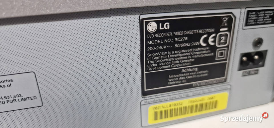 Video magnetowid KOMBO LG RC278 VHS DVD Międzychód sprzedam