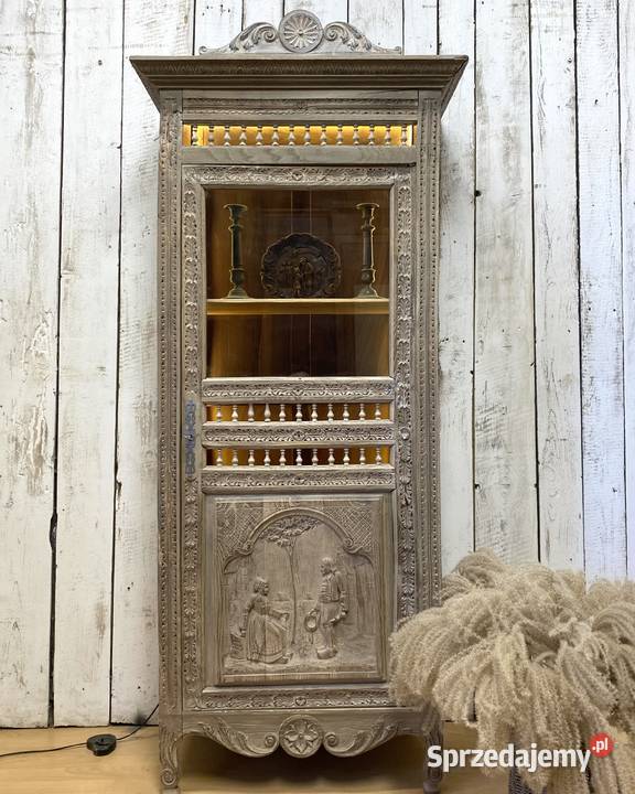 Francuska komodasłupkowa dąb bielony witryna w Warszawa