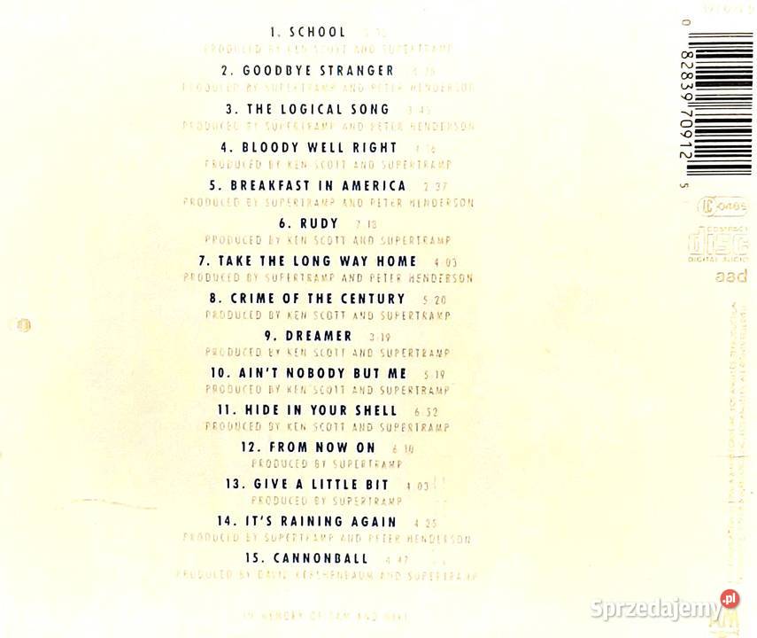 CD Nowa Album CD Kultowego Zespołu SUPERTRAMP Dąbrowa Górnicza sprzedam