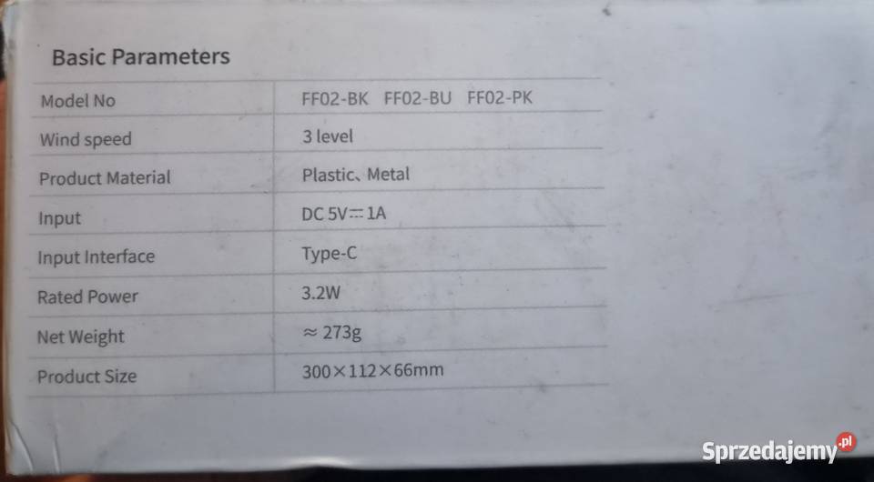 Przenośny wentylator USB nowy śląskie