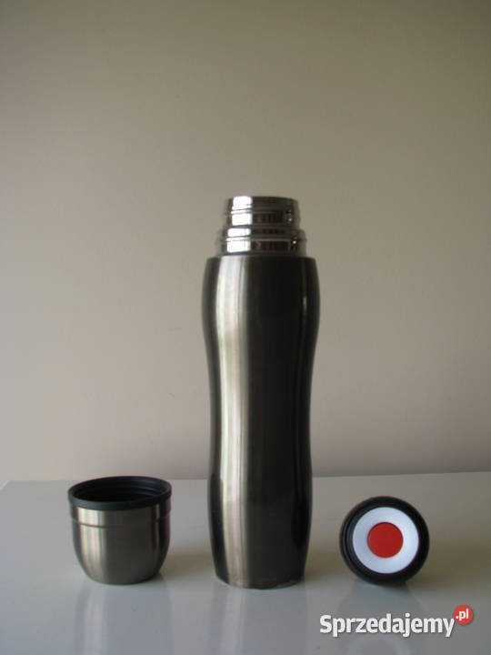 Mały stalowy termos turystyczny z kubkiem 04 l brązowy małopolskie Brzegi