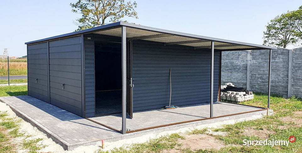 GARAŻ BLASZANY 6M X 5M SPAD TYŁ 2X BRAMA WIATA małopolskie Łapanów