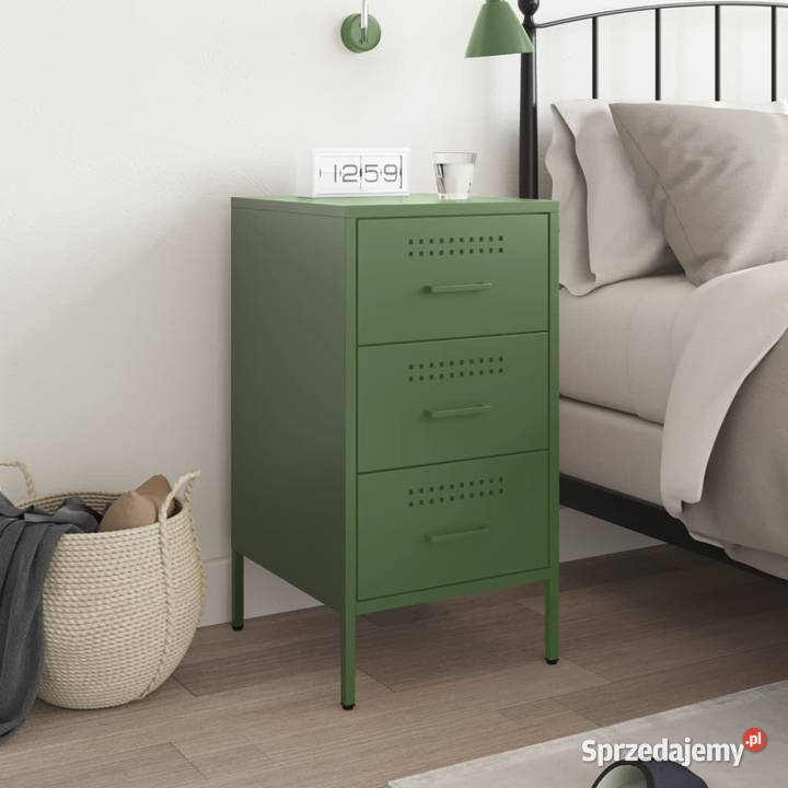 Szafka nocna oliwkowa 36x39x68 stal WM843086 Nocne