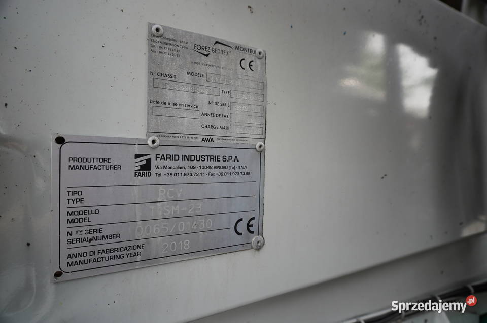 Zabudowa śmieciarka Farid Industrie RCV Kraków