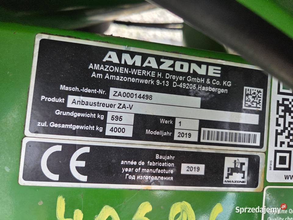 Rozsiewacz AMAZONE V 2200 2019 Limiter Nowy