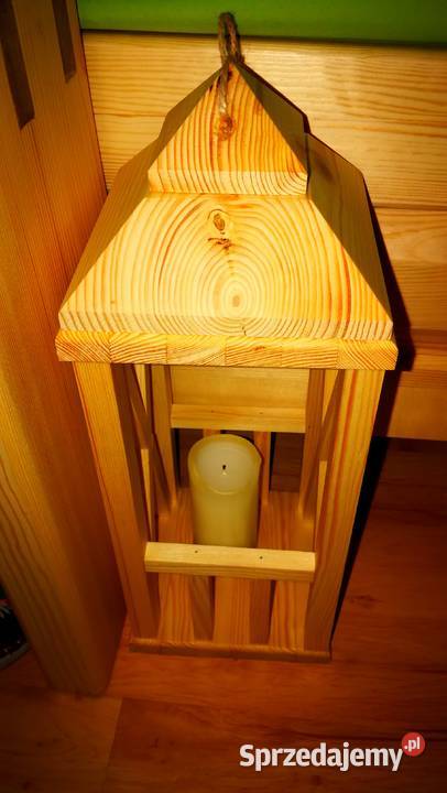 Latarenka drewniana lampion drewniany świecznik Dekoracje i ozdoby Dom i Ogród Radków sprzedam