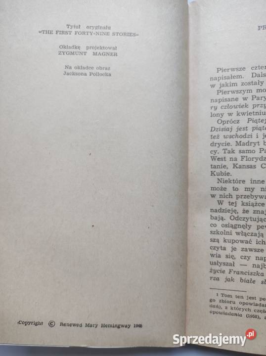 49 opowiadań Ernest Hemingway miękka sprzedam