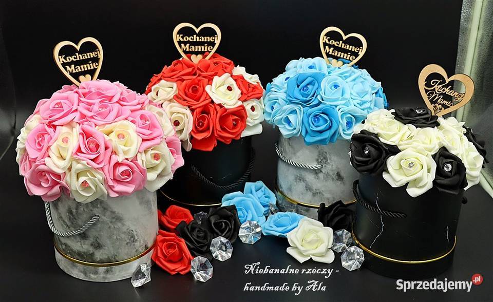 Flower box prezent Dzień Mamy Kwiaty Dzień Babci Rękodzieło Kutno